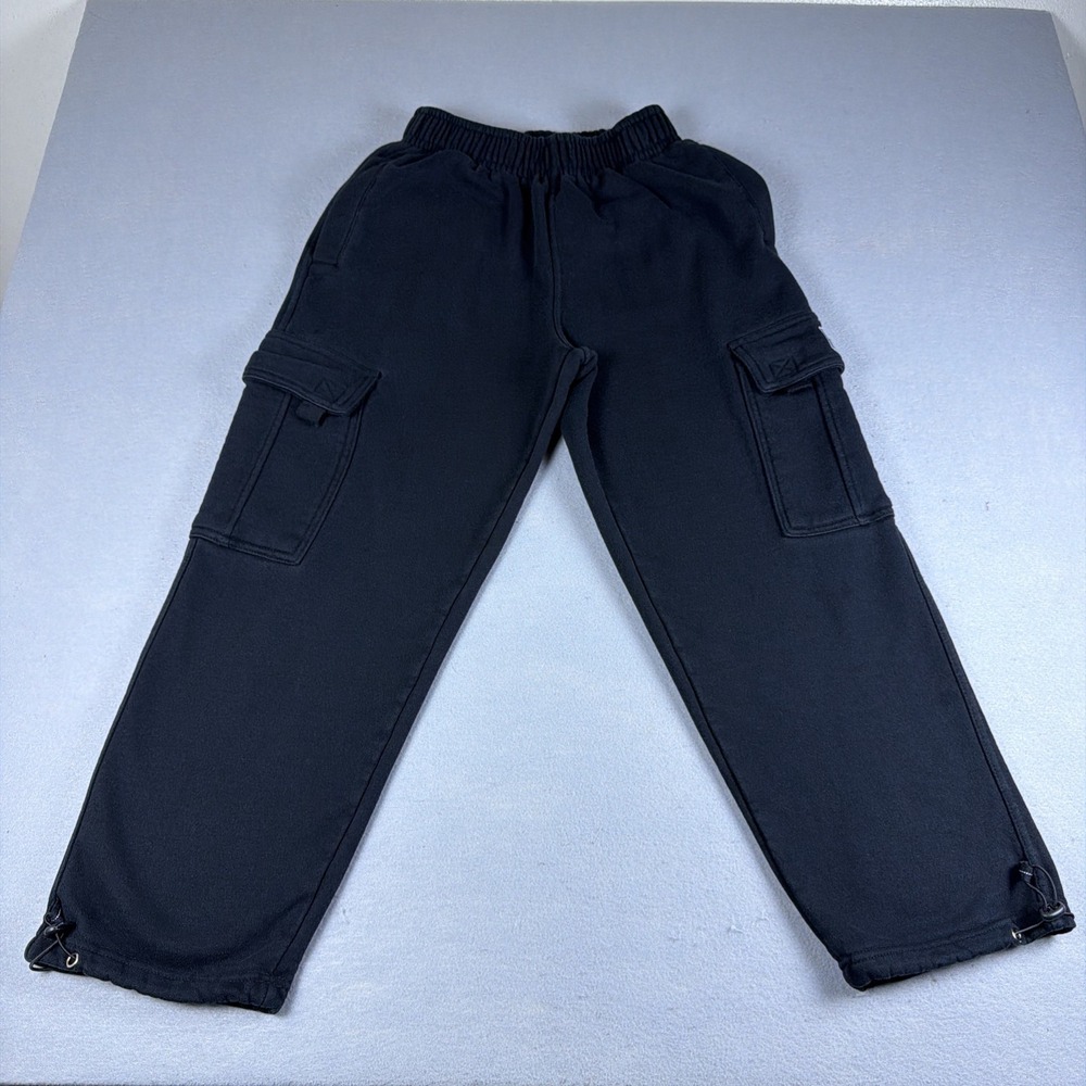 Pro Club Heavyweight Cargo Sweatpants Mens Small Black Baggy Pockets Loose Relax